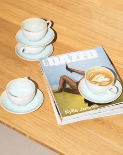 Motel a Miio Areia Cappuccinotasse & Untertasse klein classic 4er-Set azur Best