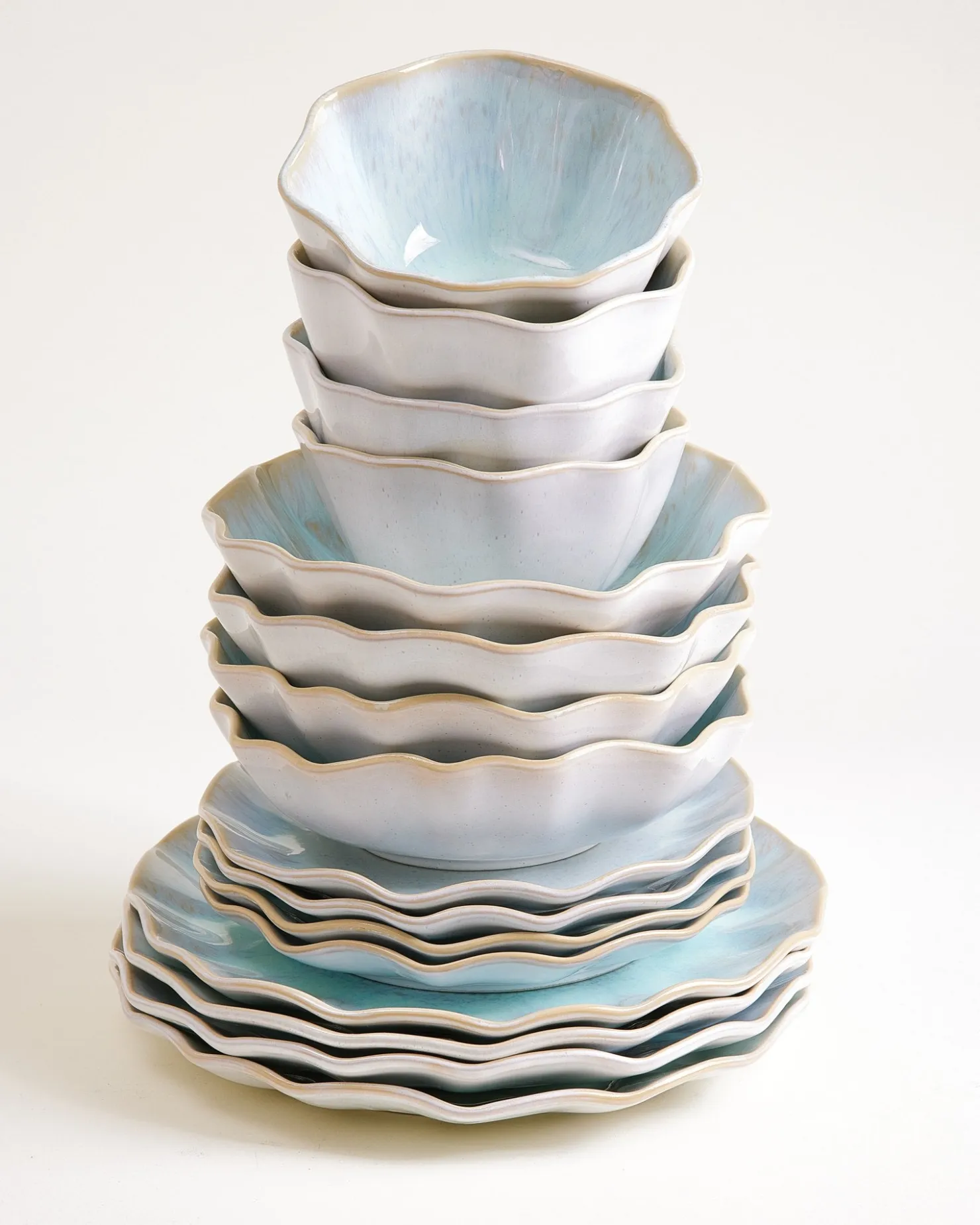 Motel a Miio Areia Geschirr-Set shell 16-teilig azur New