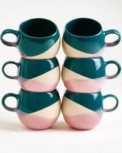 Motel a Miio Bica Tasse groß 6er-Set dunkelgrün sand rosa Sale