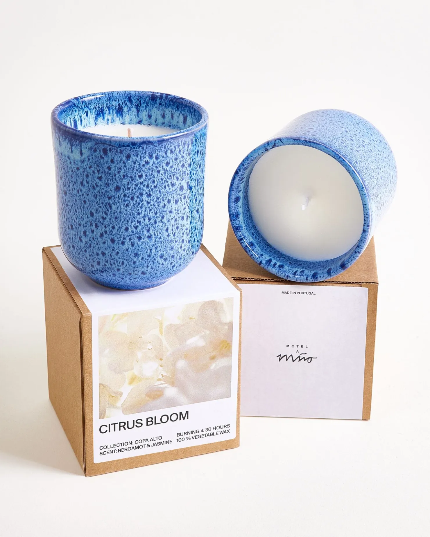Motel a Miio Copa Alto Duftkerze Citrus Bloom gesprenkelt dunkelblau Sale