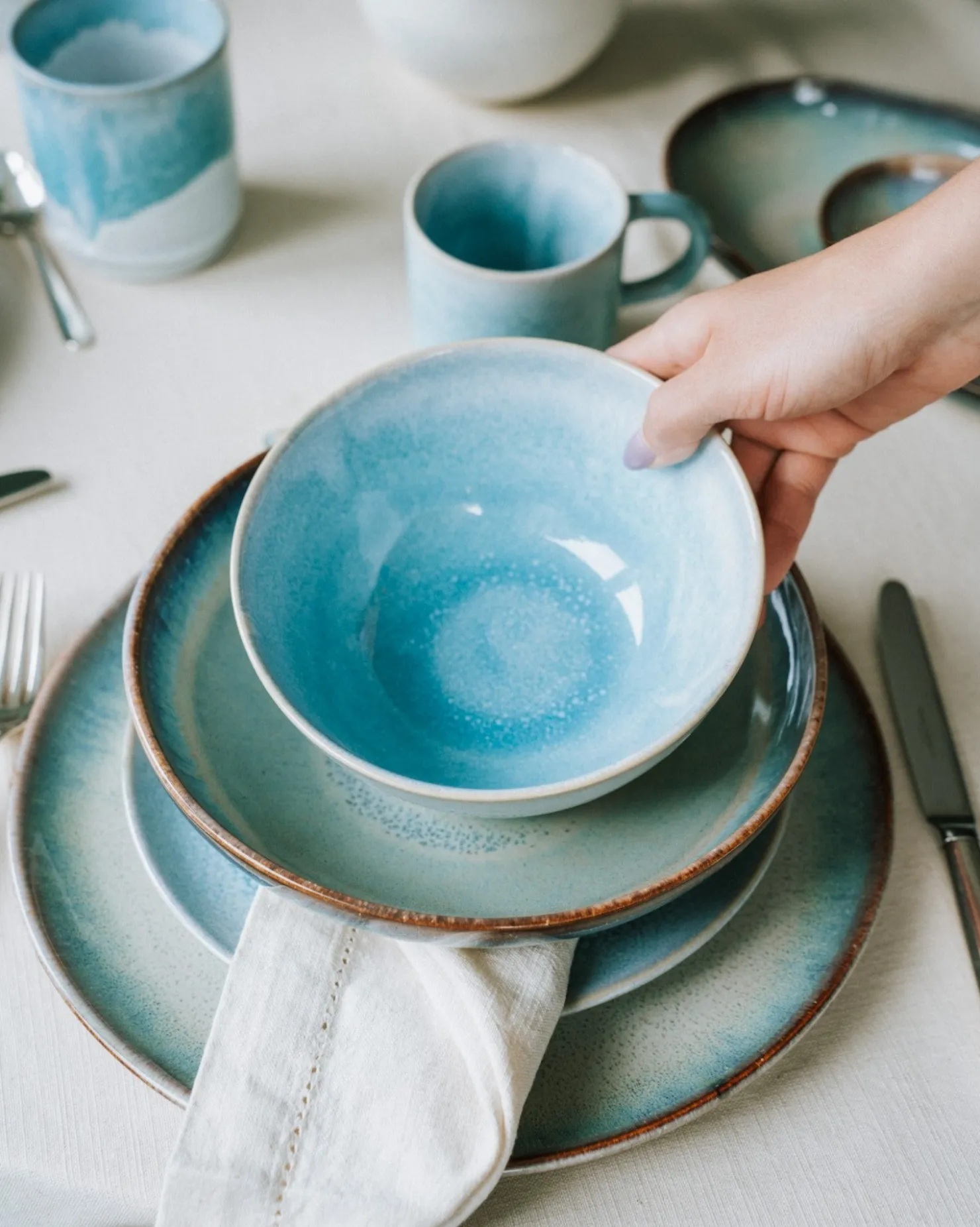 Motel a Miio Geschirr-Set Soft Tide aqua grünblau 8-teilig Online