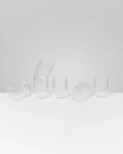 Motel a Miio Joia Glas klein riffled 6er-Set transparent Clearance