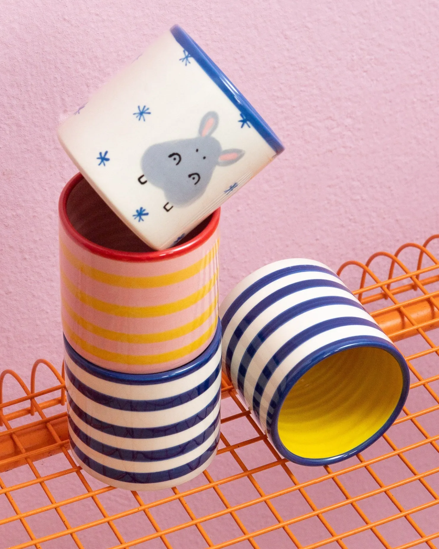 Motel a Miio Miio Miini Becher groß Hippo weiß blau New
