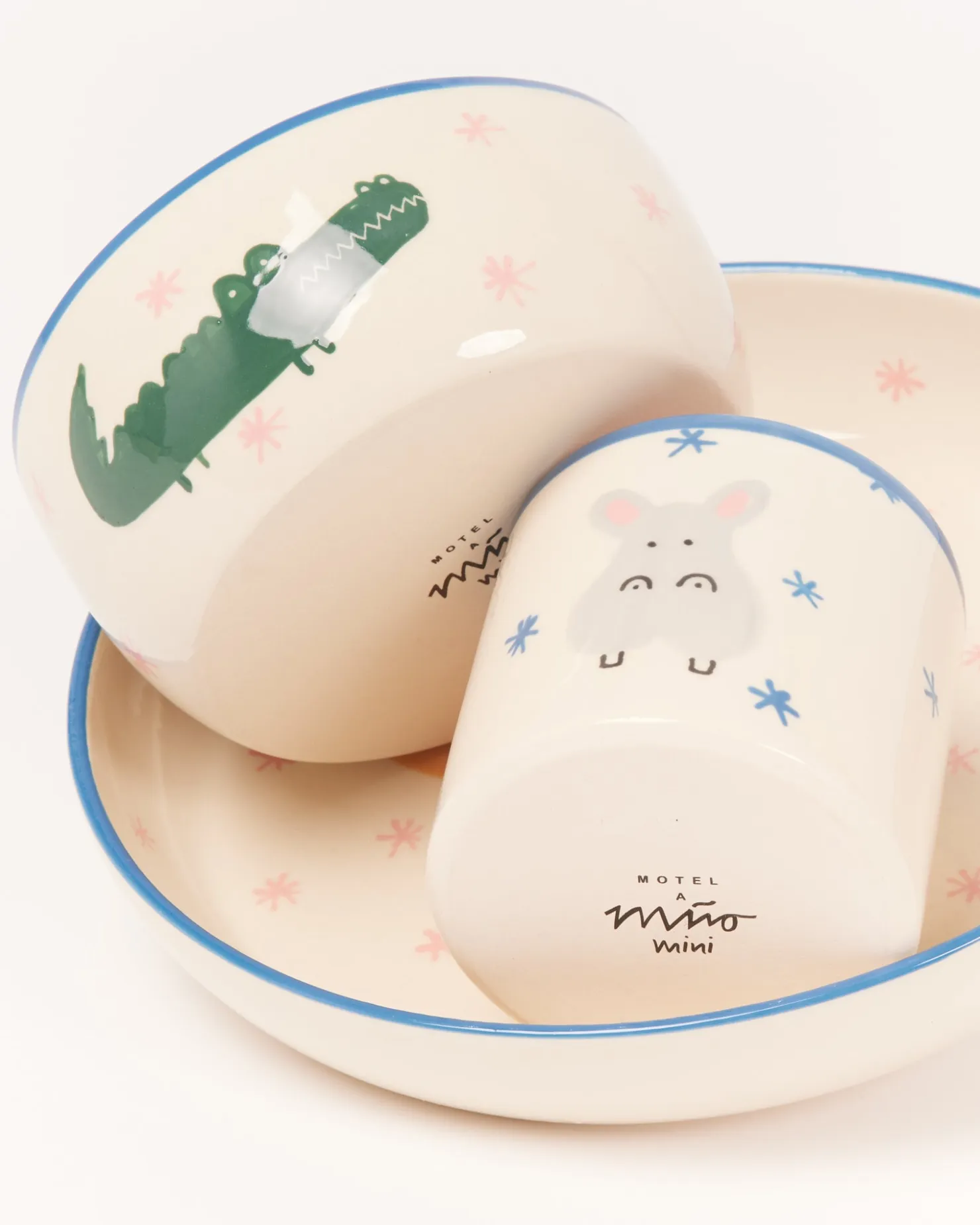 Motel a Miio Miio Miini Geschirr-Set 3-teilig weiß blau Outlet