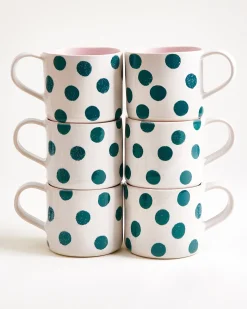 Motel a Miio Nódoa Tasse groß 6er-Set gepunktet rosa grün Discount