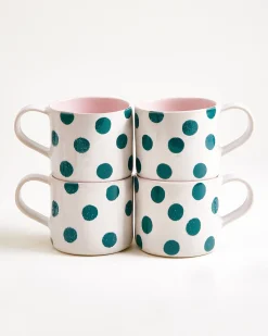 Motel a Miio Nódoa Tasse groß 4er-Set gepunktet rosa grün Clearance