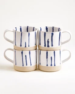 Motel a Miio Nódoa Tasse groß 4er-Set gestreift weiß blau Online