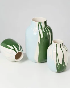 Motel a Miio Nuno Vase L drip dunkelgrün hellblau New