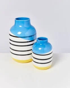 Motel a Miio Nuno Vase L gestreift schwarz weiß blau Sale