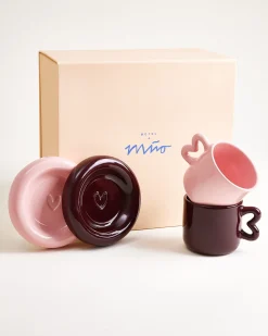 Motel a Miio Seia Geschenk-Set Herz 3-teilig rosa burgund