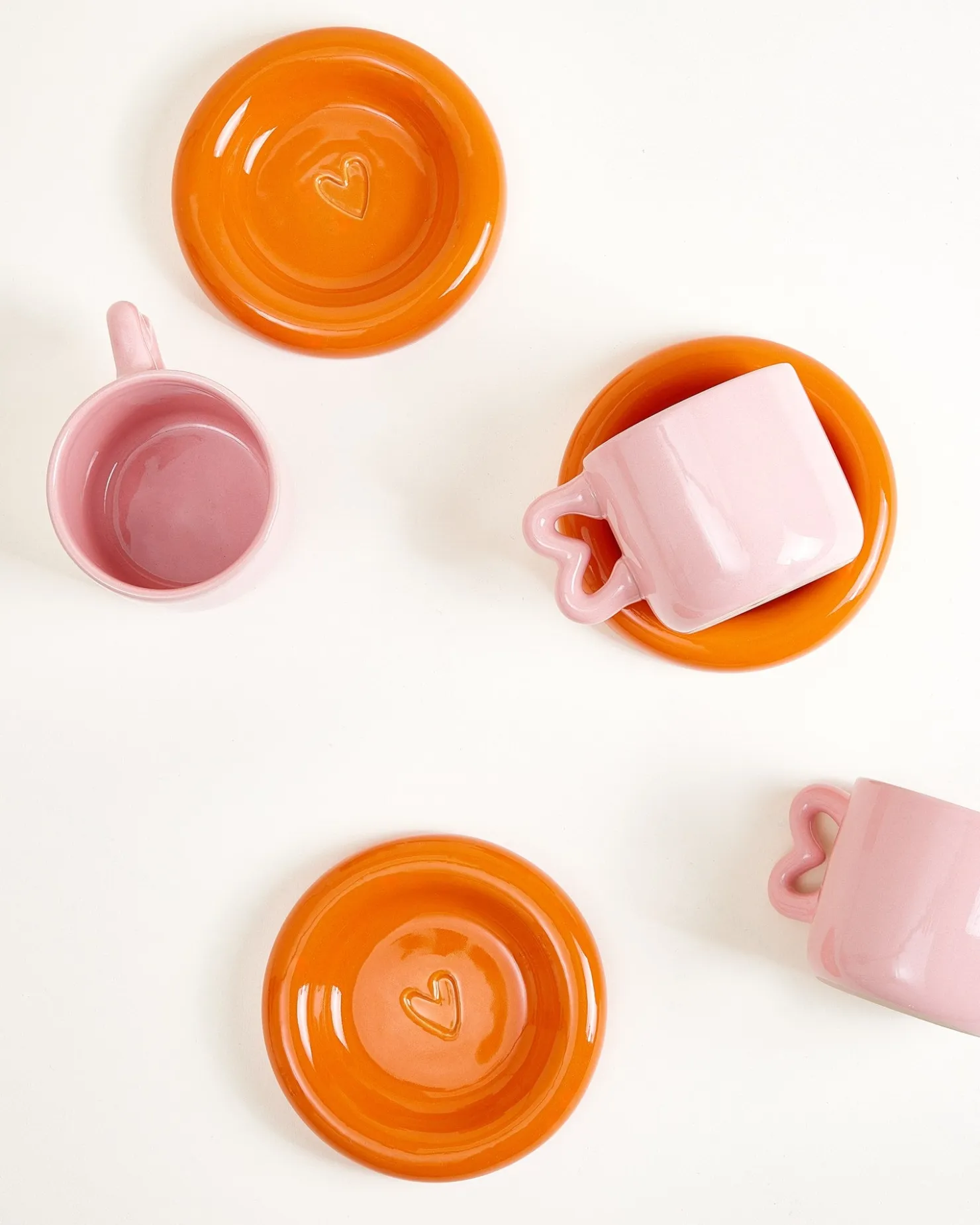 Motel a Miio Seia Tasse & Untertasse Herz orange rosa Sale